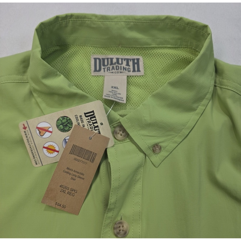 NEW Duluth Trading Armachillo Cooling Shirt Mens 2XL Green Vented Roll Tab Nylon